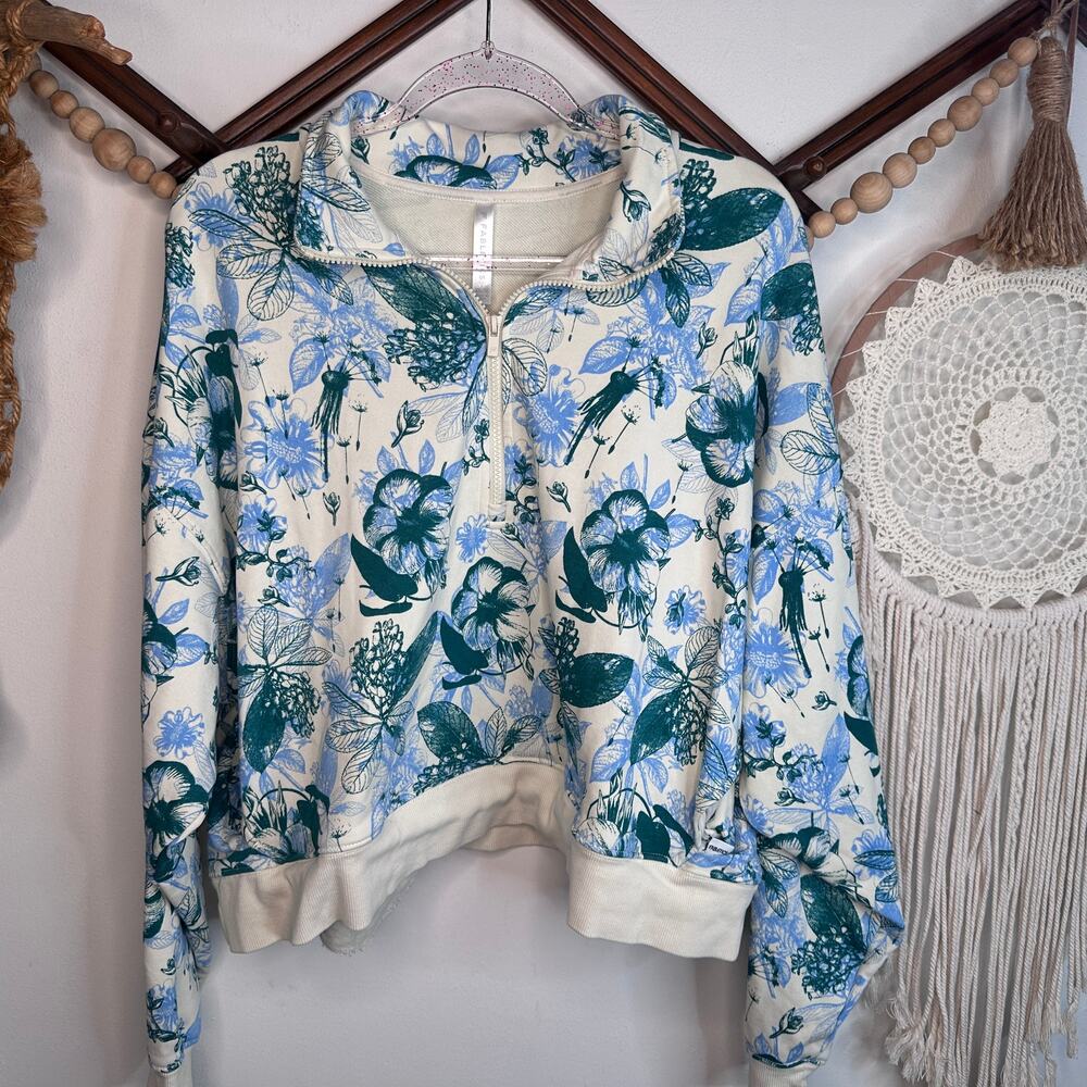 Fabletics Year Round Floral Half Zip Terry Pullover